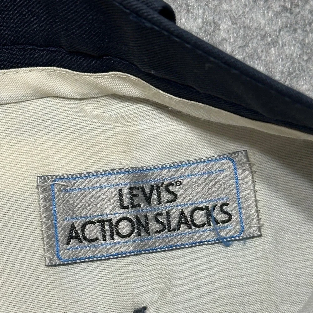 Vintage Levis Action 70s Slacks Men 40x32 Navy Dress Pants Trousers Flat Front